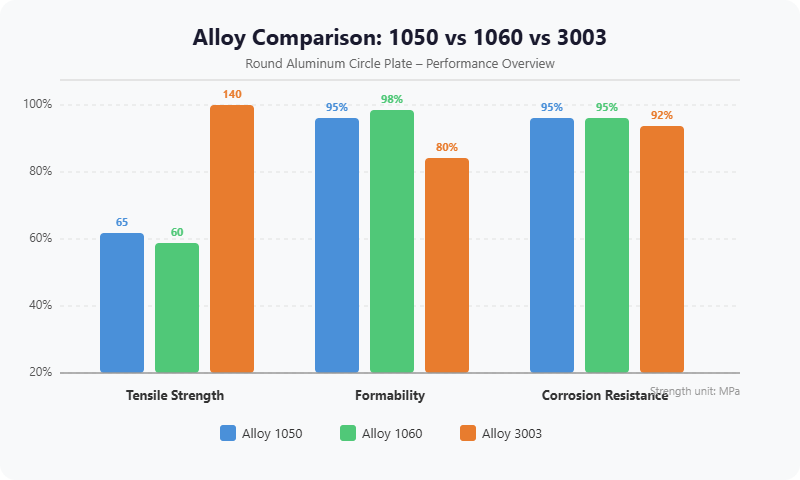 1050 1060 3003 round aluminum circle plate alloy comparison chart