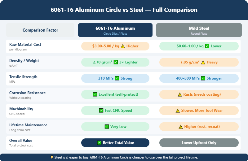 6061-T6 vs Steel Comparison