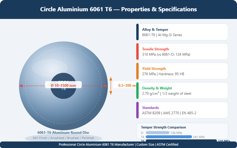 Key Properties of 6061 T6 Aluminum Circle