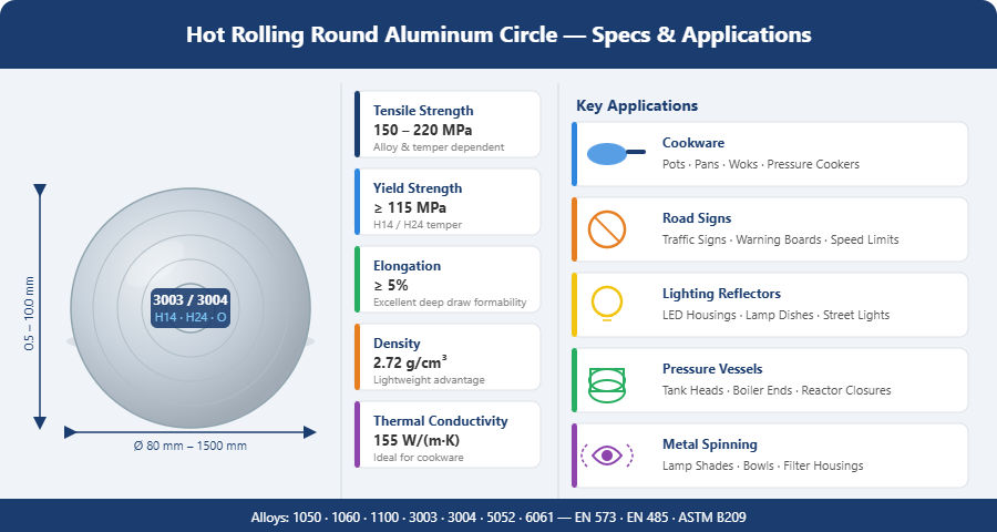 Specifications and application scenarios of hot-rolled aluminum discs